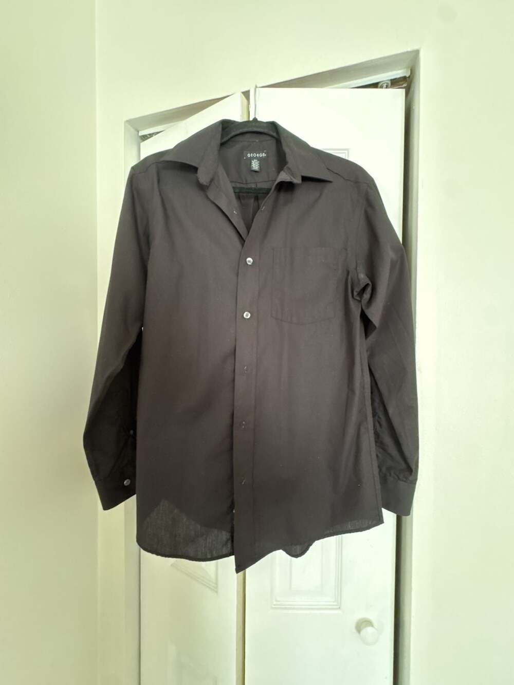 George Long Sleeve Button Up Shirt Size 14-14.5 Black